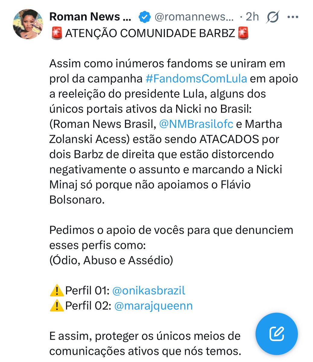 marajqueenn's tweet photo. @romannewsbrasil bobinhos, podem denunciar a vontade! Quem estão distorcendo são vcs, pq a gente não liga se vc tem sua opinião. Agora não use a imagem da Nicki pra isso. Vcs dizem que não ligam que ela é de direita, mas querem usar a imagem dela? https://t.co/tyuGp1U6Ht