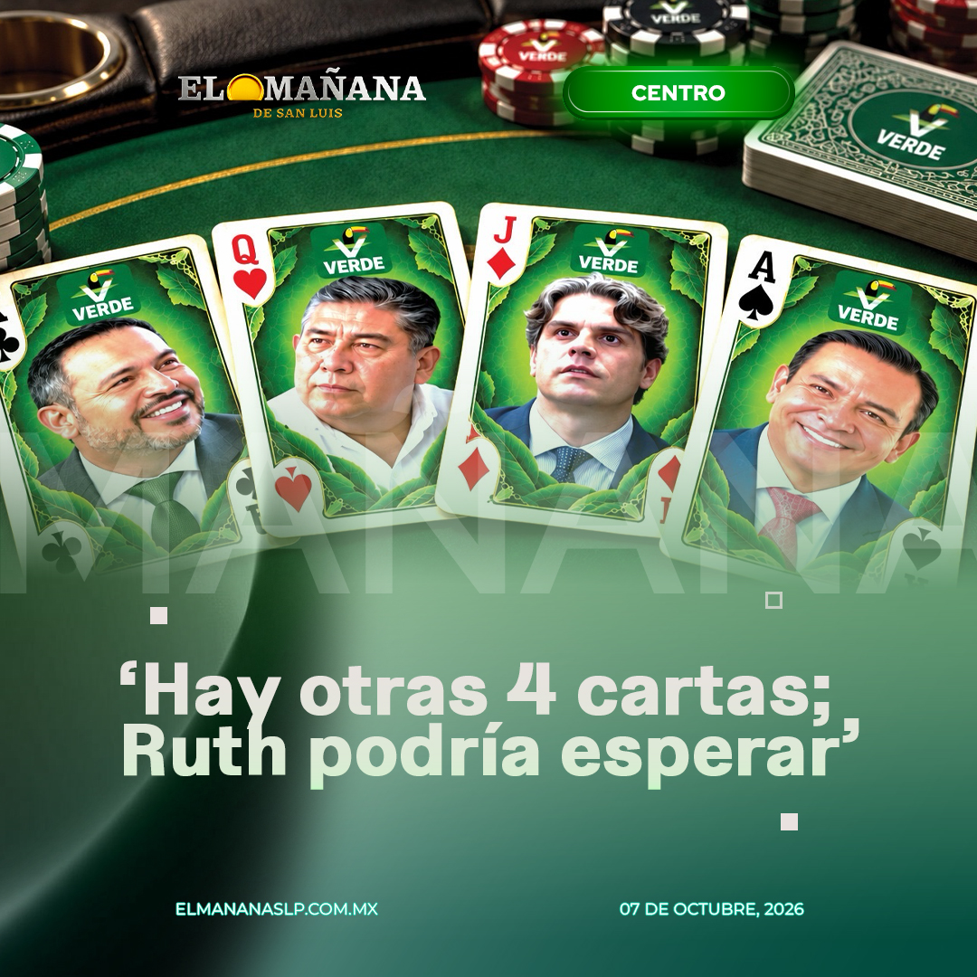 ElMananaSlp's tweet photo. 🟢🔎 ‘HAY OTRAS 4 CARTAS; RUTH PODRÍA ESPERAR’

El gobernador Ricardo Gallardo Cardona abrió la baraja rumbo a la elección de 2027 y señaló que el Partido Verde cuenta con al menos cuatro perfiles que podrían competir por la Gubernatura de San Luis Potosí.
Entre los nombres mencionados están José Guadalupe Torres Sánchez, Juan Carlos Valladares, Juan Manuel Navarro e Ignacio Segura Morquecho, este último señalado por Gallardo como un posible “tapado” y un perfil que podría convertirse en un “extraordinario candidato”.

Sobre su esposa, la senadora Ruth González, el mandatario reconoció que está bien posicionada en las encuestas, pero aseguró que “todavía” no le gustaría que fuera la candidata, dejando abierta la posibilidad de que pueda contender en una etapa posterior.
Gallardo señaló que la definición del candidato del PVEM podría darse hasta enero de 2027, mientras el partido espera a que se acomoden las demás fuerzas políticas de la coalición.
La sucesión estatal comienza a tomar forma y el Verde ya puso sobre la mesa varias cartas para la contienda de 2027.

Más información: https://t.co/aQzrYpWbXZ

#SanLuisPotosí #Elecciones2027 #PVEM
