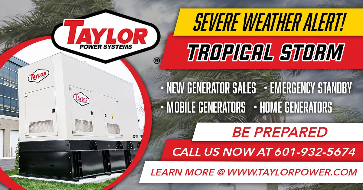TaylorPowerSys's tweet photo. Tropical Storm Isaias is moving north toward the Mississippi, Louisiana, Alabama, and Florida coasts and is expected to strengthen into a hurricane before landfall. With heavy weekend rain and high winds likely to cause widespread power outages, don't wait to secure your backup power.

As your premier generator resource, Taylor Power Systems is ready to keep your lights on. If you need immediate power to back up your business, Taylor Power has mobile generators in stock in several sizes. Call us today at 601-932-5674 for a quote.

#hurricane #tropicalstormisaias #generators #power #nomoreoutages #storms #weather #emergencypreparedness
