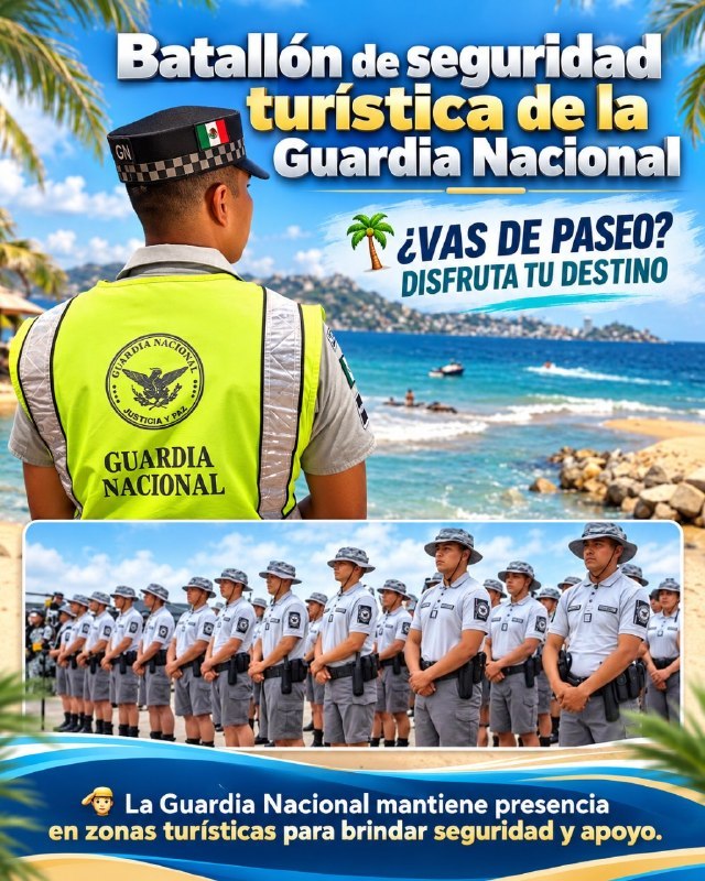 GnMexa's tweet photo. ✈️🏖️ La seguridad es parte de la experiencia. Presencia y apoyo para quienes recorren los destinos de México.
#TurismoSeguro #Seguridad #GuardiaNacional #HéroesTricolor https://t.co/8BUphZaBvg
