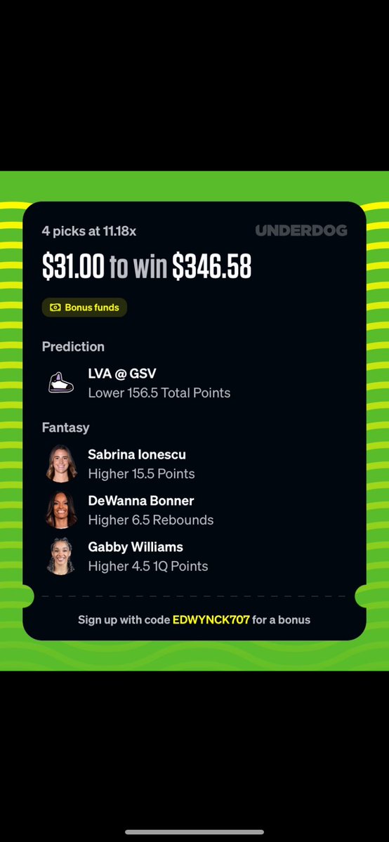 EdwynCK707's tweet photo. @Underdog parlay picks Wednesday October 7 2026
#WNBA #Underdog https://t.co/RGkIydMS7f