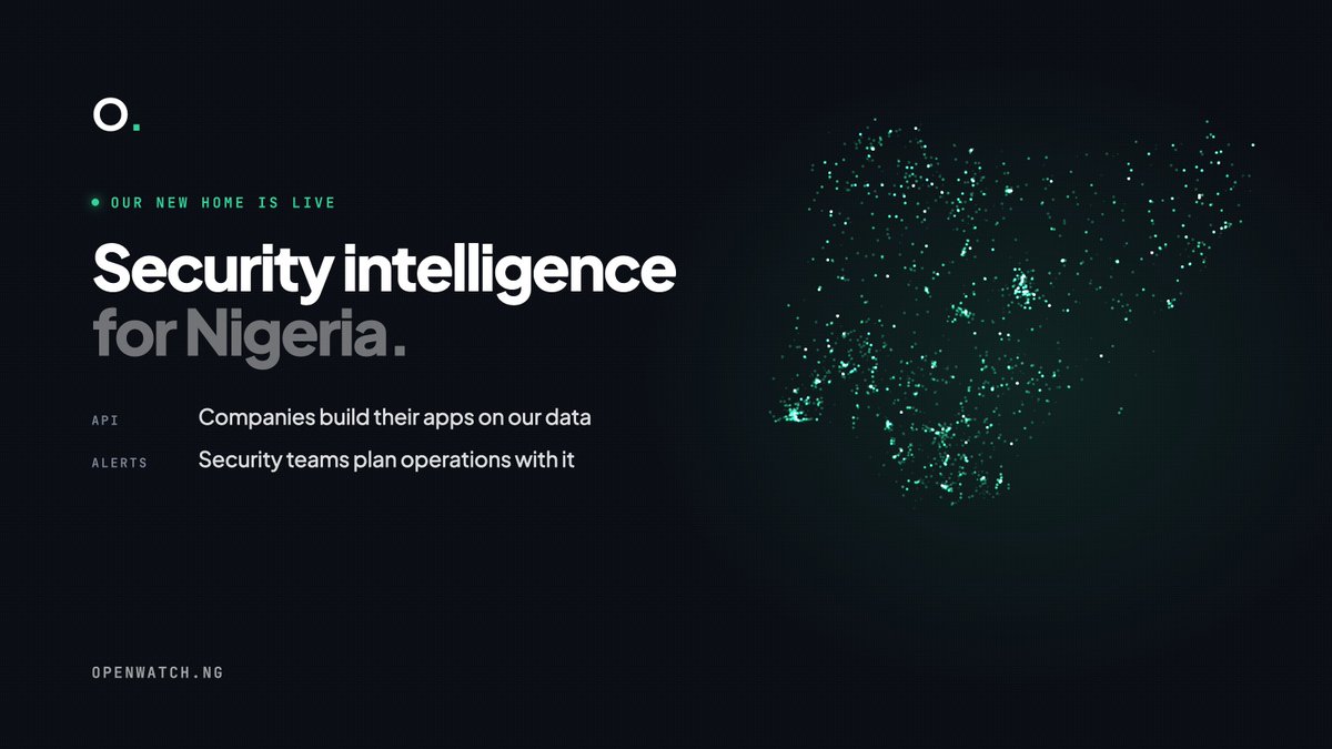 sebiomo_'s tweet photo. OpenWatch has a new home. 🇳🇬

Companies build their apps on the OpenWatch API, and security teams use our data for their internal security planning.

Real-time security intelligence for Nigeria: https://t.co/59TO4u5Xlc https://t.co/lo45drJ5YR