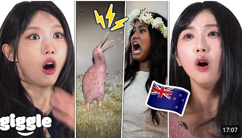 LSugardoll's tweet photo. The Kiwi looks cute but its voice is a bit scary. And the natives (First Nations, Aboriginies, Maoris) sports also some scary features. A lot for our Korean girls Soeun, Yumi &amp; Berry to react &amp; comment in the new Giggle episode. The 🇰🇷 GenZ view. #TRI_BE  https://t.co/9vI3qxssZx https://t.co/majyLJtT7J