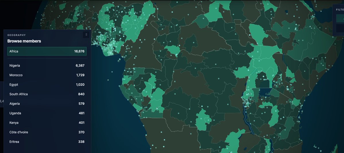 samconnerone's tweet photo. The continent of Africa is lighting up @arc!!!!!!!!

We got the receipts ♥️  

and yes this is just a partial view....too big to fit on screen https://t.co/xJZsAfcvd3
