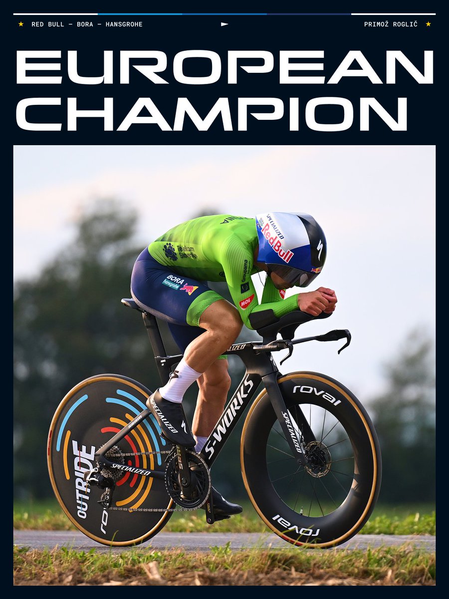RBH_ProCycling's tweet photo. 🇪🇺 #EuropeanChampionships

🥇 EUROPEAN CHAMPION! 🥇

@rogla storms to the European time trial title on home roads in Slovenia. It is his first European title and the team's first Elite European TT gold ⚡

▶️ More: https://t.co/sK4JzKGngt

📸: Getty Sport https://t.co/j0Se7qTsay