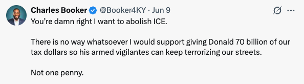 officialleighme's tweet photo. @Booker4KY @barrforsenate I was trying to figure out why there's no excitement for your campaign. Your policies no longer have Medicare for All on your website. You no longer talk about abolishing ICE. So disappointing. I voted for you. I want to vote for you again. Do you still stand by your word? https://t.co/iPmS3n7kmW