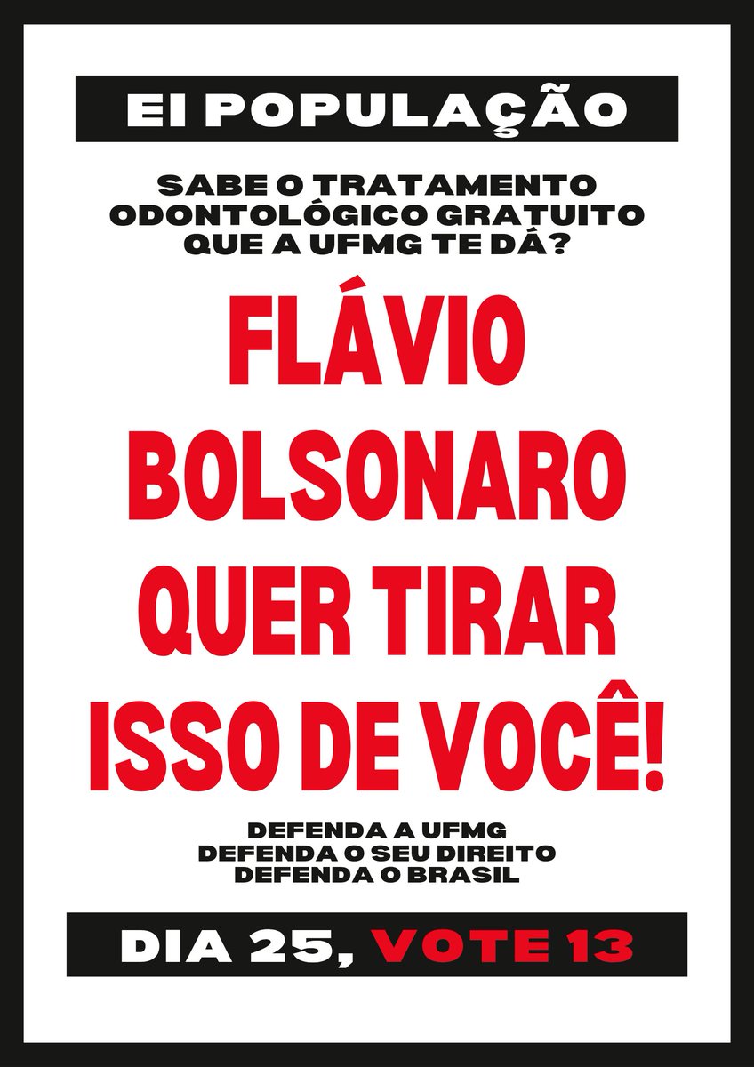 marvelouskae's tweet photo. UFMG COM LULA!!!

fiz uns cartazes pra gente espalhar nos arredores dos campus pampulha, saúde, pelos bairros próximos e nos pontos dos ônibus que vão pra faculdade. vamos mobilizar a população que se beneficia diretamente da universidade! 

link do drive: https://t.co/q4nykpZKzx https://t.co/6Wr3rEtRAS