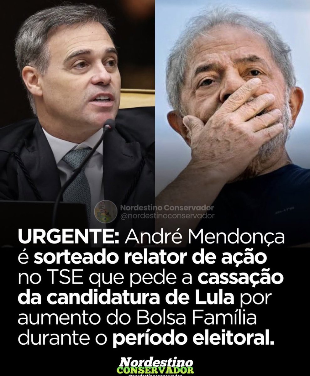 AramisBarros2's tweet photo. URGENTE:
Ministro André Mendonça é o relator da ação no TSE que pede a cassação da candidatura do Lula pelo aumento do bolsa família no período eleitoral. https://t.co/6dUNG6y6g5