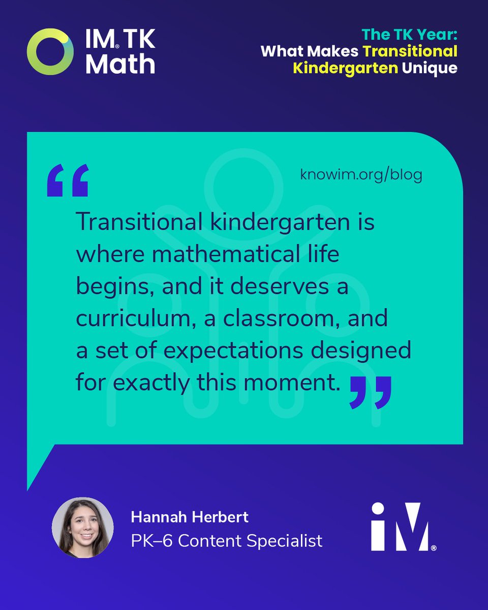 IllustrateMath's tweet photo. A transitional kindergarten curriculum can’t be kindergarten slowed down or PreK stretched out. It has to be built for this year, on its own terms.

See what that looks like in our new blog series, The TK Year: https://t.co/p0jzoEvxUJ 

#LearnWithIM #IMBlog https://t.co/5imPTeZGBC