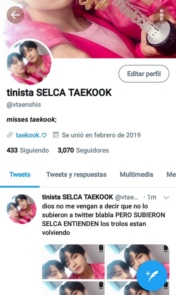 t6aekoo's tweet photo. las taekukas de ahora tienen suerte pero hubo una epoca entre 2017 y 2019 que no habiamos tenido ni 1 selca taekook durante dos años y cuando actualizaron se vio algo asi https://t.co/fHlGaElOES
