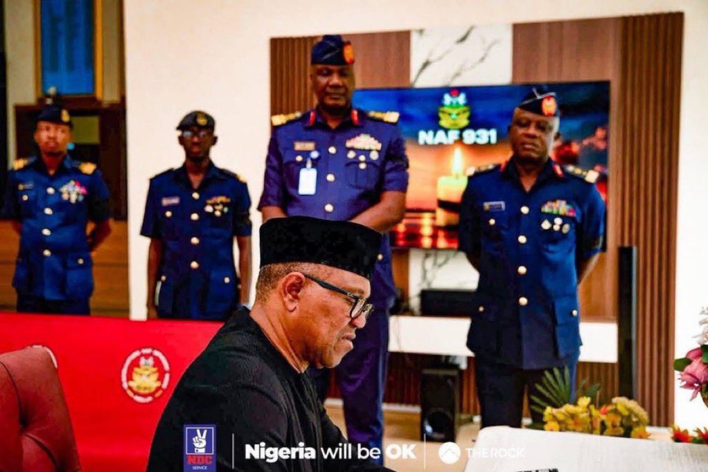 firstladyship's tweet photo. WOW!!!  WOW!!!  WOW!!!

This is a Commander in Chief in waiting. Peter Obi is highly presidential; the cap actually fits.

Tinubu did not visit Ondo State.
He did not visit Yelwata in Benue.
He went to Jos, & stopped at the airport. 

Nigeria is probably the only place without any type of love or empathy; where a disaster strikes, & the president fails to visit the site or the families of the bereaved to provide closure.

Presidential love & empathy ended in 2015.

The president of Nigeria is not busy; he has too much time on his hands to gallivant, sleep, & watch cartoons. You have a Paul Biya in France; a vegetable— another absentee president.

While this gesture from Okwute is irregular in Nigeria, it is highly presidential. BAT has never attended any funeral held in honor of Nigerian service personnel who died in active duty.

He missed the burials of Generals Oseni O. Braimah & Musa Uba. Donald Trump wouldn’t do that; in fact, he would be front & center.

Other presidents around the world hold media chats & visit troubled states. George Bush was on the ground in New Orleans in 2005 to help the victims of Hurricane Katrina. He made multiple trips to the South immediately following the storm, & during subsequent anniversaries. Bush was also there after 9/11.

He visited Ground Zero three days later on September 14, 2001. During his first term (2017–2021), Donald Trump presided over several major & devastating hurricanes.

He visited Texas immediately after Hurricane Harvey made landfall in 2017, & traveled to Corpus Christi & Austin four days later. Trump followed this up with a second trip to Houston on September 2, 2017. He was in Florida after Hurricane Irma struck. He was in Puerto Rico after Hurricane Maria made landfall as well.

Trump would have been the first to visit bereaved Air Force families. He would have marshaled the entire U.S military to their plight.

Presidents who are presidential are committed to nation-building. They try to give hope & reassurances to the people after each disaster.

So, when people ask, “What will Peter Obi do differently?”, can you not see that the man is presidential? Although Bola Tinubu is the one presiding, Okwute is the one Nigerians actually look up to. And where is Bola? Where is he?

If Nigeria lay on tectonic plates where solar flares, tsunamis, wildfires, typhoons, winter storms, volcanoes, hurricanes, & earthquakes were active, your president would abandon you for France. Bayo Onanuga will tweet from Paris.

Can you see the job of a Commander-in-Chief?