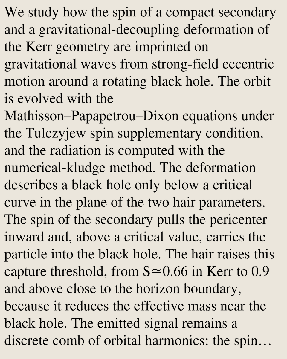 RelativityPaper's tweet photo. Gravitational-wave signatures of spinning particles around rotating hairy black holes

Surojit Dalui, Xian-Hui Ge
https://t.co/AxK9fI7QQM [𝚐𝚛-𝚚𝚌 𝚗𝚕𝚒𝚗.𝙲𝙳] https://t.co/wtmEQFxMOP