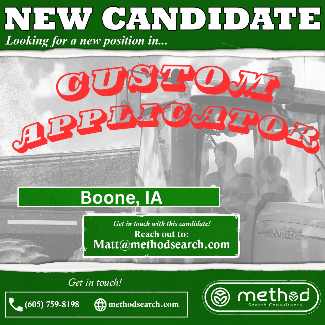 methodsearch's tweet photo. I'm currently working with a Custom Applicator candidate in Boone, IA who is looking to find a company where he can have a long term career.  He's open to driving up to 40 minutes daily.  DM me for more details. https://t.co/dX3Dc9sQFh