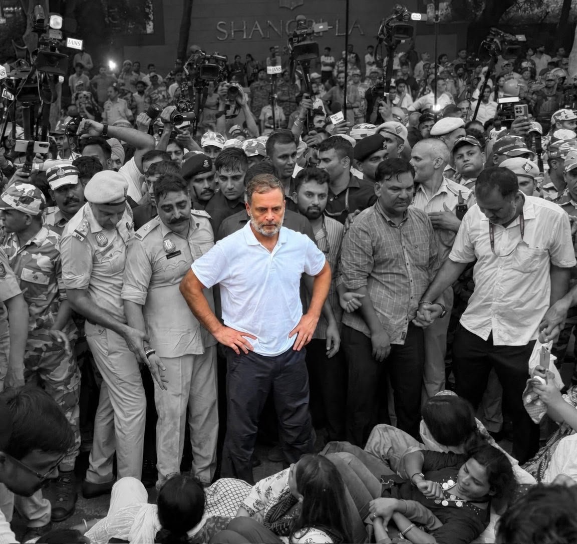 KRajuINC's tweet photo. Shri @RahulGandhi ji is leading a second struggle for independence. This time the fight is not against a foreign crown, but against the theft of the Indian vote.

In 1947, India won the right to govern itself. That right rests on the ballot. Vote Chori is an attempt to take it back. A deleted name, a manufactured entry, a booth padded with ghost voters: each is a small annexation of the republic.

He has called the Special Intensive Revision what the evidence suggests it is: institutionalised chori, a filter against the poor, the migrant, the Dalit, the Adivasi and the minority voter. 

In Parliament, he defended the one foundation on which every mandate rests: trust. He has stood between the Election Commission and those who would capture it.

This week he carried the fight to the street. Marching to the Commission and stopped by the police, he waited for hours to place one charge before the Chief Election Commissioner: that vote chori has been done on his watch. When the gate is shut, you sit. When the institution will not hear, you make the people hear.

The first freedom struggle broke a colonial state. This one must break a colonial habit: the belief that power may manufacture its own majority.

The vote is the country. Save the vote, and you save India.
#VoteChori #DefendTheVote #RahulGandhi #DemocracyUnderAttack
