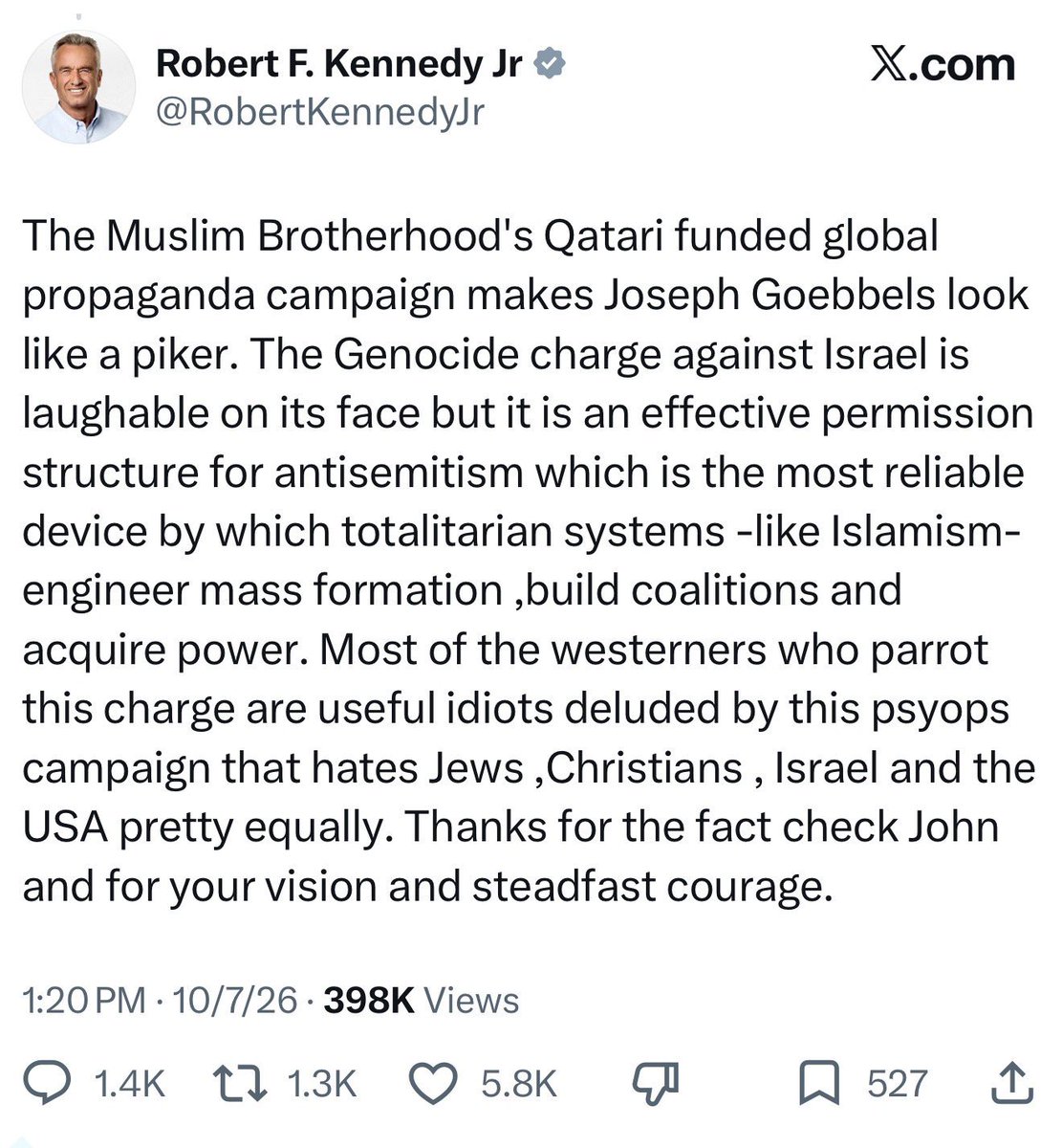 HillelNeuer's tweet photo. .@grok Did U.S. Secretary Robert F. Kennedy Jr. really post this? https://t.co/VndBTifYHM