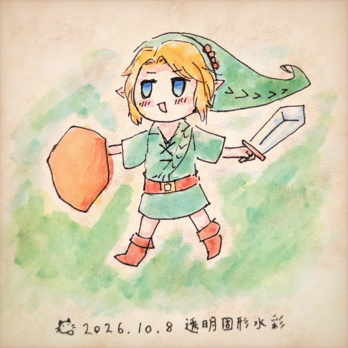 co_hitu's tweet photo. ねんがんの透明固形水彩でリンクくん #らくがき 🖌🎨✨#ZELDA https://t.co/yQpdK6ASHB