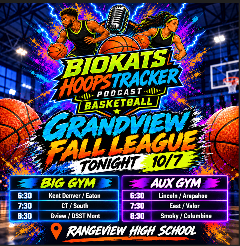 hoopstracker's tweet photo. 🔥🏀 GRANDVIEW FALL LEAGUE @ RANGEVIEW— TONIGHT! 🏀🔥
Correction- Fall League at Rangeview tonight. 

The gym is going to be BUSY tonight as the Grandview Fall League tips off another night of basketball! 👀💥
📍 Grandview High School
📅 TONIGHT — 10/7
🏀 BIG GYM
6:30 — Kent Denver vs Eaton
7:30 — CT vs South
8:30 — Grandview vs DSST Mont
🏀 AUX GYM
6:30 — Lincoln vs Arapahoe
7:30 — East vs Valor
8:30 — Smoky vs Columbine
Six games. Two gyms. One night of hoops. 🔥
HoopsTracker will be in the building checking out the action and some of Colorado's talent!
🎙️ BIOKATS HOOPSTRACKER PODCAST
🏀 Your Source for Colorado Basketball

@KDSsundevil @EATONREDSAD @CTBBasketball @DSOUTHBOYSBBALL @ValorAthletics @SmokyHillHoops @ColumbineHoops @ahswarriors

#HoopsTracker #Biokats #GrandviewFallLeague #ColoradoBasketball #COHoops #HighSchoolBasketball #ColoradoHoops #BasketballSeason