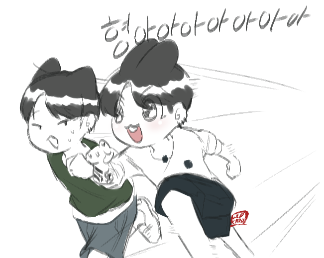 solm3re's tweet photo. 🐰🐱

#btsfanart #yoonkook #RUNBTS2 https://t.co/k6BTLA8J9S