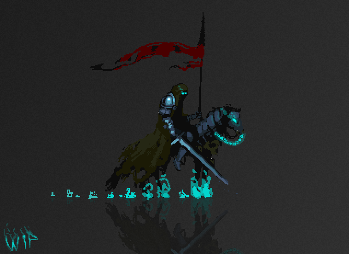 BLlackEnd's tweet photo. Undead Rider (WIP) 🐎 #pixelart #ドット絵 https://t.co/LwnHJNYmtC