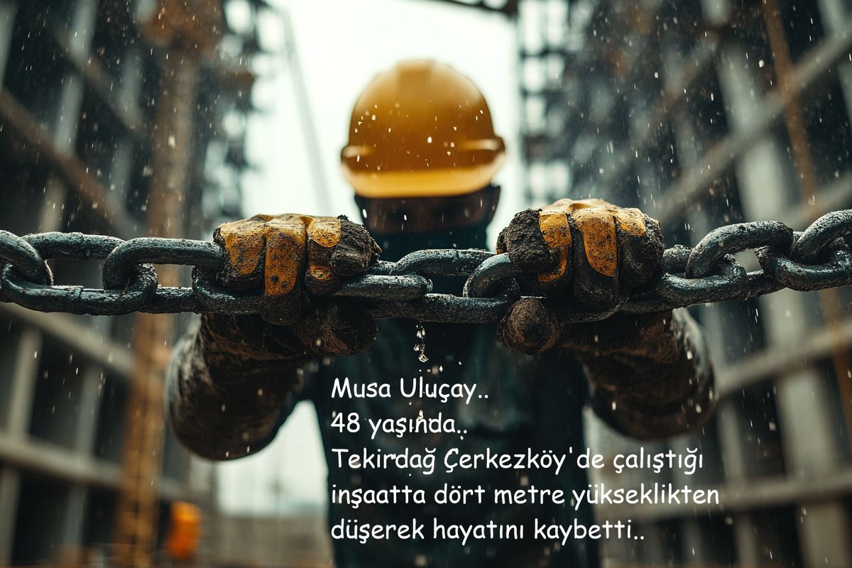 isigmeclisi's tweet photo. Musa Uluçay..
48 yaşında..
Tekirdağ Çerkezköy'de çalıştığı inşaatta dört metre yükseklikten düşerek hayatını kaybetti.. https://t.co/8G8at0eFEe