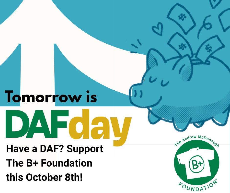 BePositiveFdn's tweet photo. ⏰ Tomorrow is DAF Day! On Oct 8, donors nationwide will use their Donor-Advised Funds to fuel generosity. Join the movement &amp; support families battling childhood cancer. 
👉 https://t.co/d8EghyILqy  

#DAFDay2026 https://t.co/hL5gk8ErTm