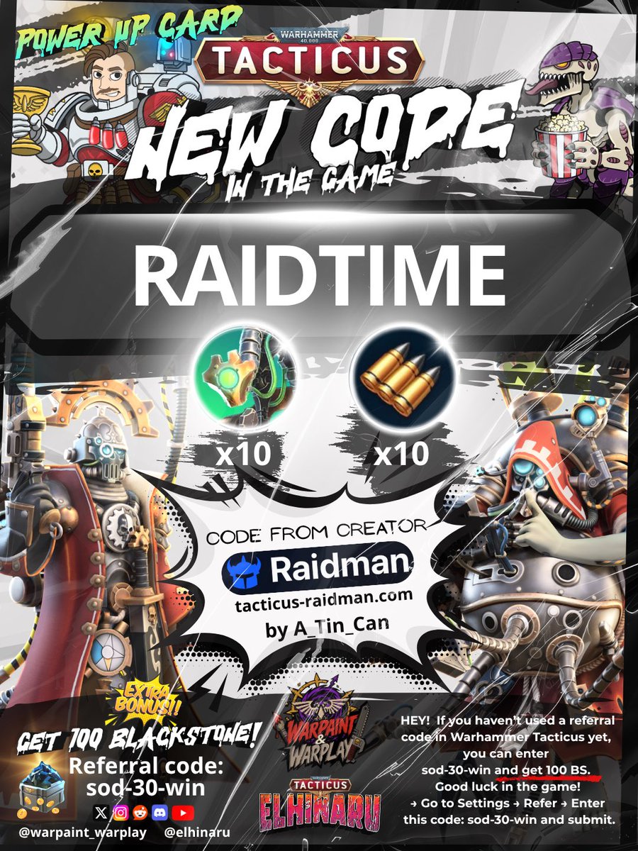 elhinaru's tweet photo. 2nd New Code (7 October 2026) Warhammer 40000 Tacticus. Power up Card. https://t.co/hgE5PDNFdQ