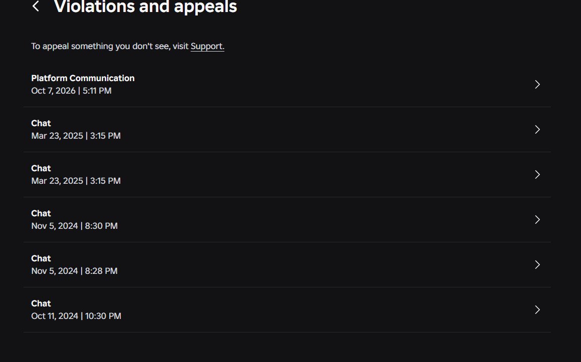 Xavier880049548's tweet photo. @Roblox @Roblox I was randomly banned today october 7th, for no reason at all. for stuff I said in 2024 - 2025. which that I looked into it. I was defending myself against a toxic in tsb, and I get banned for it. RANDOMLY?! 2 YEARS LATERRR. please. look into it. my user is fadek059. https://t.co/3A3FoCcytc