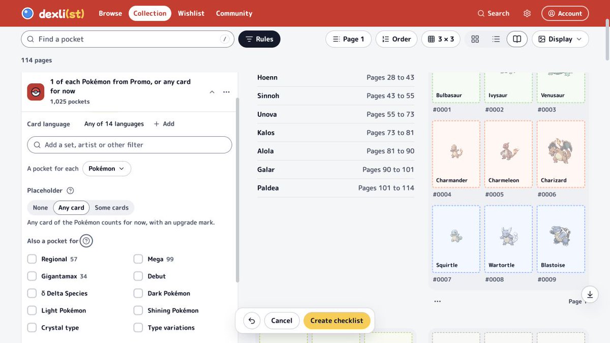 DexlistTracker's tweet photo. Promo-only Pokédex: Placeholder → None counts only matching cards. Any card lets another card of that Pokémon fill the pocket for now.

This choice used to be under More. dexli now shows it when you narrow a Pokédex rule. https://t.co/O4PpmLIcdq