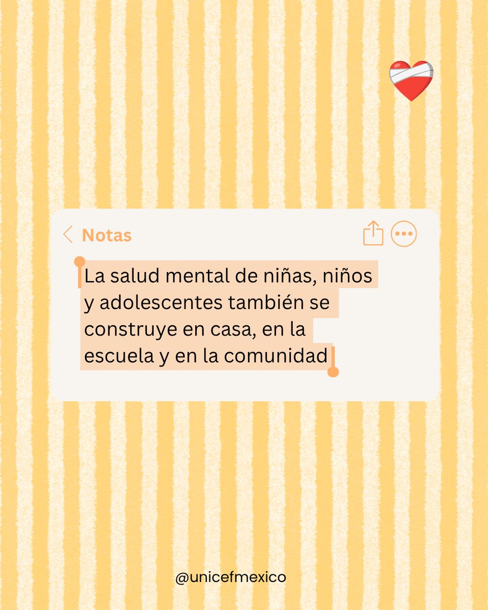 UNICEFMexico's tweet photo. La salud mental también se construye todos los días en casa, en la escuela y en la comunidad, en los vínculos que hacen sentir seguridad a niñas, niños y adolescentes, en las personas adultas que escuchan, en los espacios donde pueden expresarse y en las redes que les acompañan. https://t.co/pTu8nJtYEi