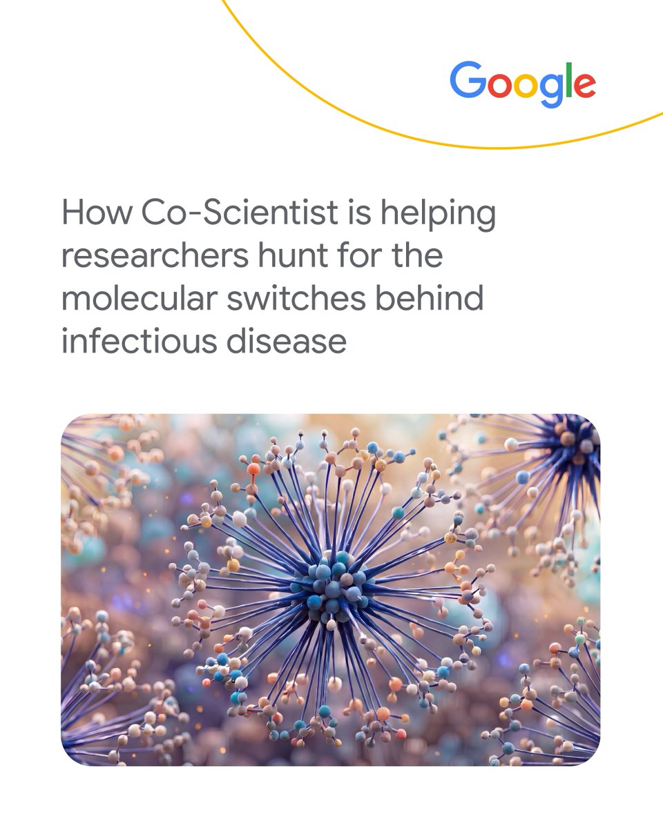 GoogleForHealth's tweet photo. Getting from promising hypotheses to precise targets can take years of experimental work.

See how Professor Clare Bryant’s lab at the University of Cambridge is using Co-Scientist to help accelerate that process: https://t.co/FgEsujV7T8 https://t.co/mPhsEJolZY