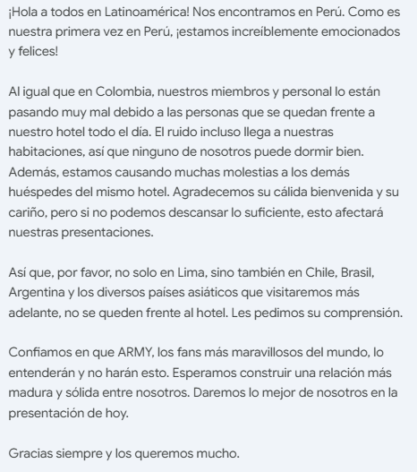 BTS_Chile's tweet photo. Post de RM en Weverse
Por favor NO vayan al hotel https://t.co/7cvOWNpmYc