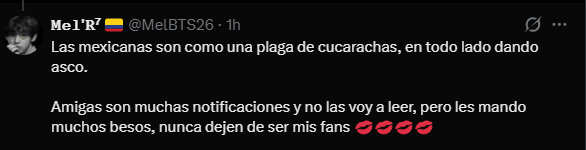 AlejandroVL22's tweet photo. @dfirefistace Se pregunta por que tiene tantas mexicanas insultándola en su perfil, tal vez sea porque no deja de insultarlas. https://t.co/RiyxRxdNsw