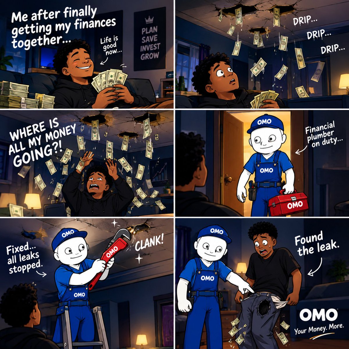 Pheranmhi2005's tweet photo. This is my entry for the meme contest🤝

POV: You thought your money was disappearing… turns out it was just leaking. 😭💀
Good thing OMO knows where to look.
OMO = Organize. Manage. Optimize.
OMO the financial Plumber ⚒️ 😂
#OMOMemeWars
@OMOlayers #meme https://t.co/jNxnusoQZx