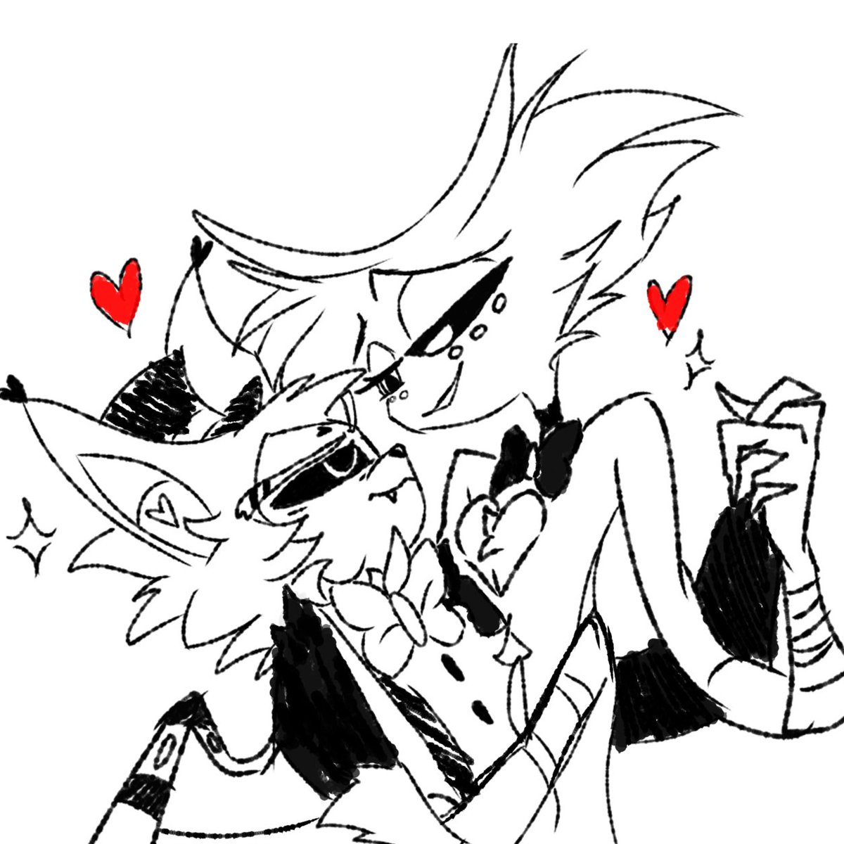 AshiaWonde14247's tweet photo. This is my first time drawing these babies 🕷️🐈‍⬛

#Huskerdust #Hazbinhotel https://t.co/gsoV32LCkk