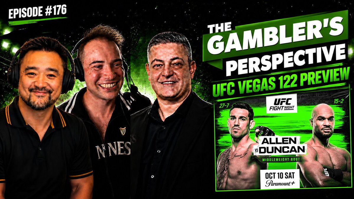 GamblersUFC's tweet photo. Episode #176 is now available on @MMAOddsBreaker👀

@FightOdds, @MrElectricute &amp; @MMA_RAX preview #UFCVegas122 and give out their best bets    

WATCH  https://t.co/UgvEPJAOos https://t.co/x2cnKIQiVZ