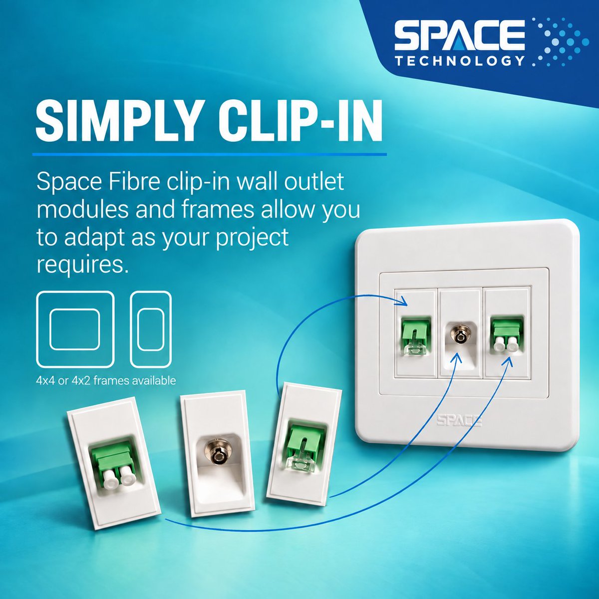 Space_Tele's tweet photo. Your connections. Your combination!

Customise your setup with Space modular wall frames and inserts for fibre, TV, HDMI, USB and data. Simply clip in!

Choose 4x2 or 4x4 frames, or ready-to-use kits.

Explore today: https://t.co/KmE8qea5Em https://t.co/IIaPUa81vC