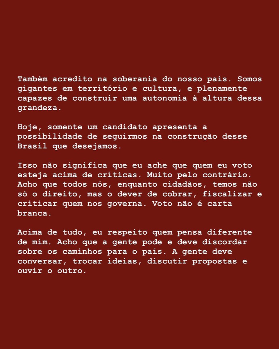 poptime's tweet photo. 🚨⭐️ IZA deixa bem claro seu posicionamento político em suas redes:

“No próximo dia 25, eu já fiz a minha escolha. Eu vou de 14. FÉ! ⭐️” https://t.co/9Hef6NnJaO