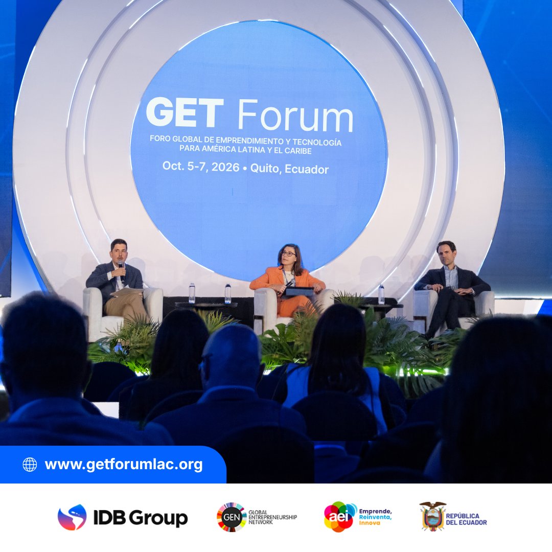 IDB_Lab's tweet photo. 🔴 We're still live from Quito on the third and final day of #GETForum2026!

Ideas, conversations, and fresh perspectives on how to drive innovation, entrepreneurship, and growth opportunities across Latin America and the Caribbean.

🚀 Join the conversation and watch live
EN: https://t.co/r4qOGxQmuT
SP: https://t.co/yvSRX4dUQu