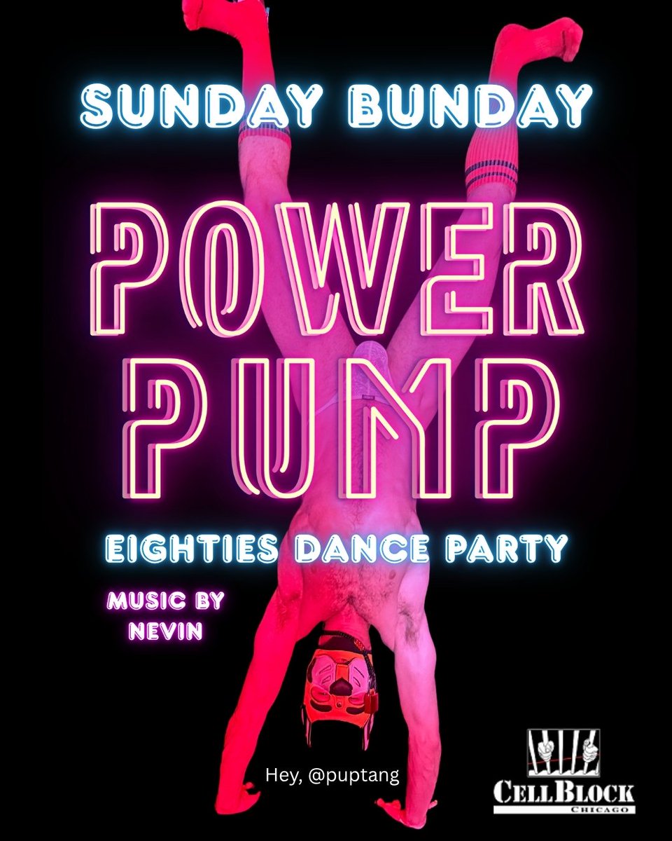 CellBlockChi's tweet photo. SUN OCT 11
POWER PUMP SUNDAY BUNDAY
Check your clothes and join us for an all day and night 80s dance party and social. No cover. Free clothes check. Music by Nevin! #GETINHERE https://t.co/fO1TrPPtCY