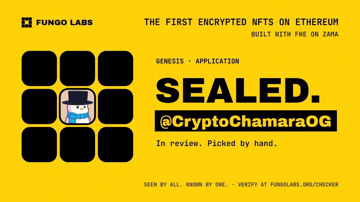 CryptoChamaraOG's tweet photo. Encrypted NFTs are the missing piece for true digital privacy in Web3. Fungo Labs is solving a crucial challenge by allowing users to own and interact with assets securely without exposing sensitive data on public chains.

@fungolabs https://t.co/ipi8PZXZvM