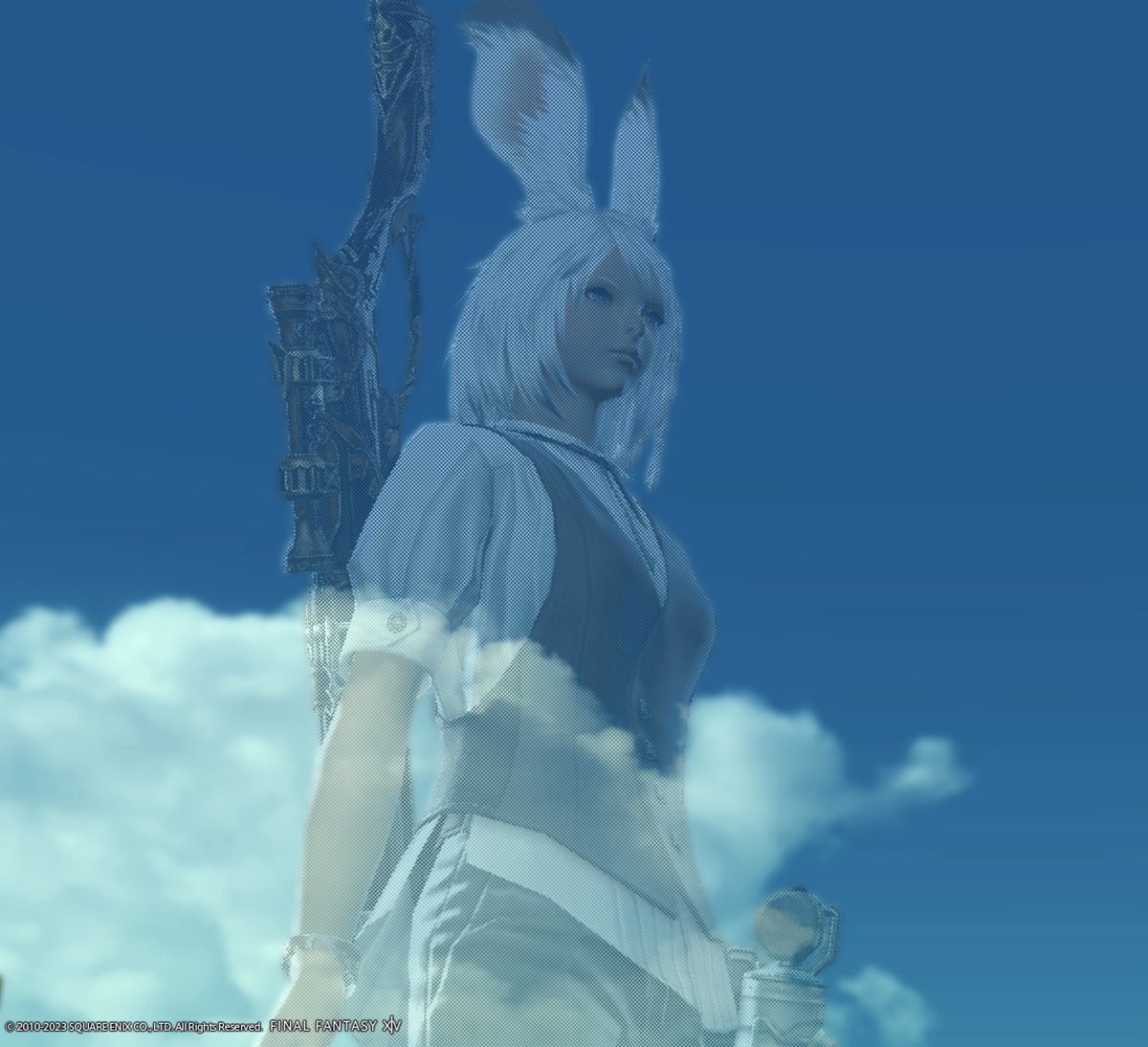 BLACK_RABI's tweet photo. フォールガイズコラボ復刻ということで、開幕の透けてるときにSS撮ってみたら空から仲間たちを見守る人になっちゃったやつ貼っておきますね https://t.co/MMGSBS5g20