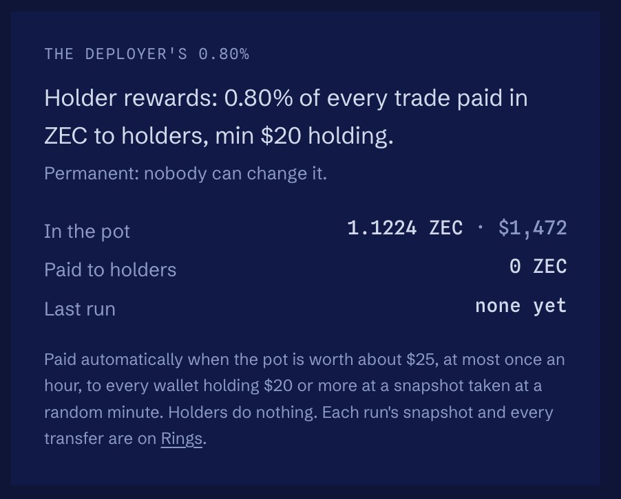 ShieldSapling's tweet photo. Rewards for solana:3i43bRLKSomUXyin1jgGsd3y9MgBW1cdX3nh43YD3W4R on @saplingdotcash are paid out once an hour at random

So far there is just over 1 ZEC due to be distributed to holders!

🛡️ https://t.co/ZQg5oHmQI9
