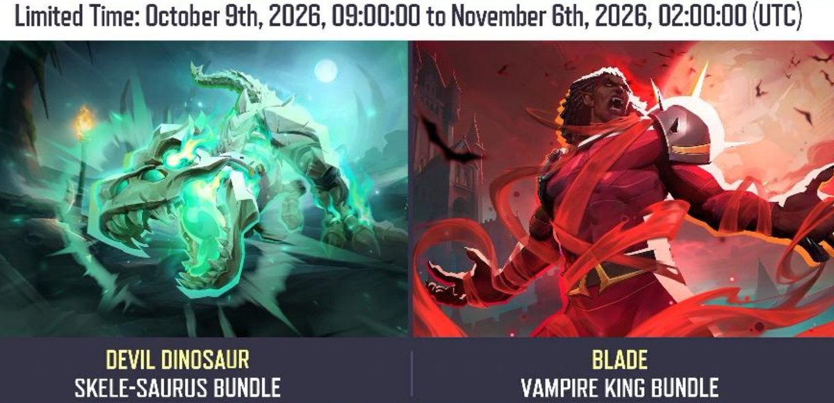 CaptainMintoMR's tweet photo. Divil Dinosaur and Blade skin are Limited from October 9th to November 6th. Not  clear for me if Cyclops skin is limited too🥲 https://t.co/ioDD7cJ6sn