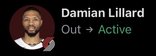 realapp's tweet photo. Damian Lillard plays basketball today 🥹 https://t.co/z0flUcgKBh
