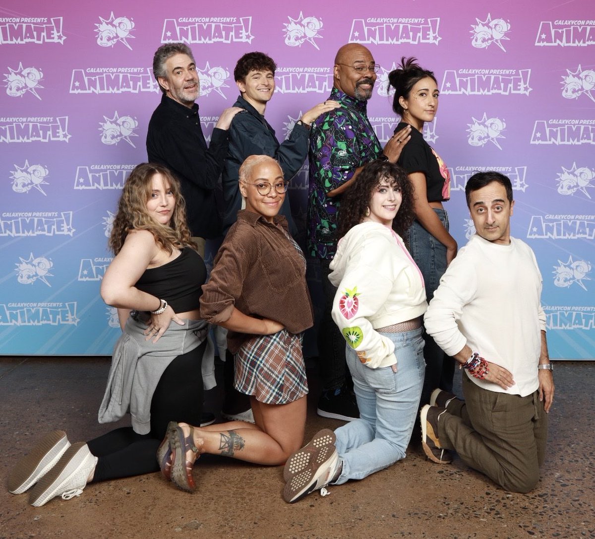 VintageAerith's tweet photo. I keep forgetting this exists but please enjoy my best friend and I doing a Sears family photo with a bunch of Hazbins. love these goobers https://t.co/RTlMQBxYPw