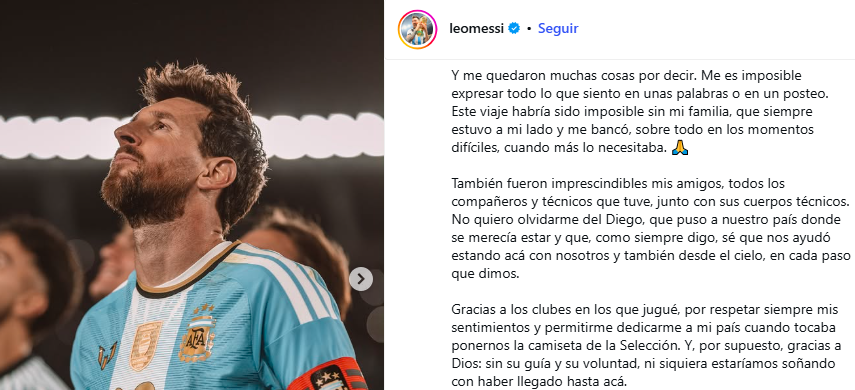 DieSampayo's tweet photo. Messi sacó un posteo agradeciendo a todos en general (técnicos, compañeros, dirigentes, clubes, familiares) y el único nombre propio que pone es el de Diego, a quien le dedica casi un párrafo.
 Amor con amor se paga. https://t.co/EcRBDHbMED