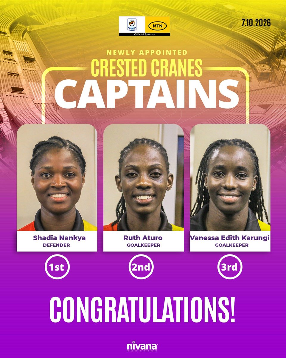 CrestedCranes's tweet photo. Meet the new leaders of the Crested Cranes. 🇺🇬

Congratulations, captains! 

#UGAZAM | #RoadToLA2028 https://t.co/CCx8hjpMR7