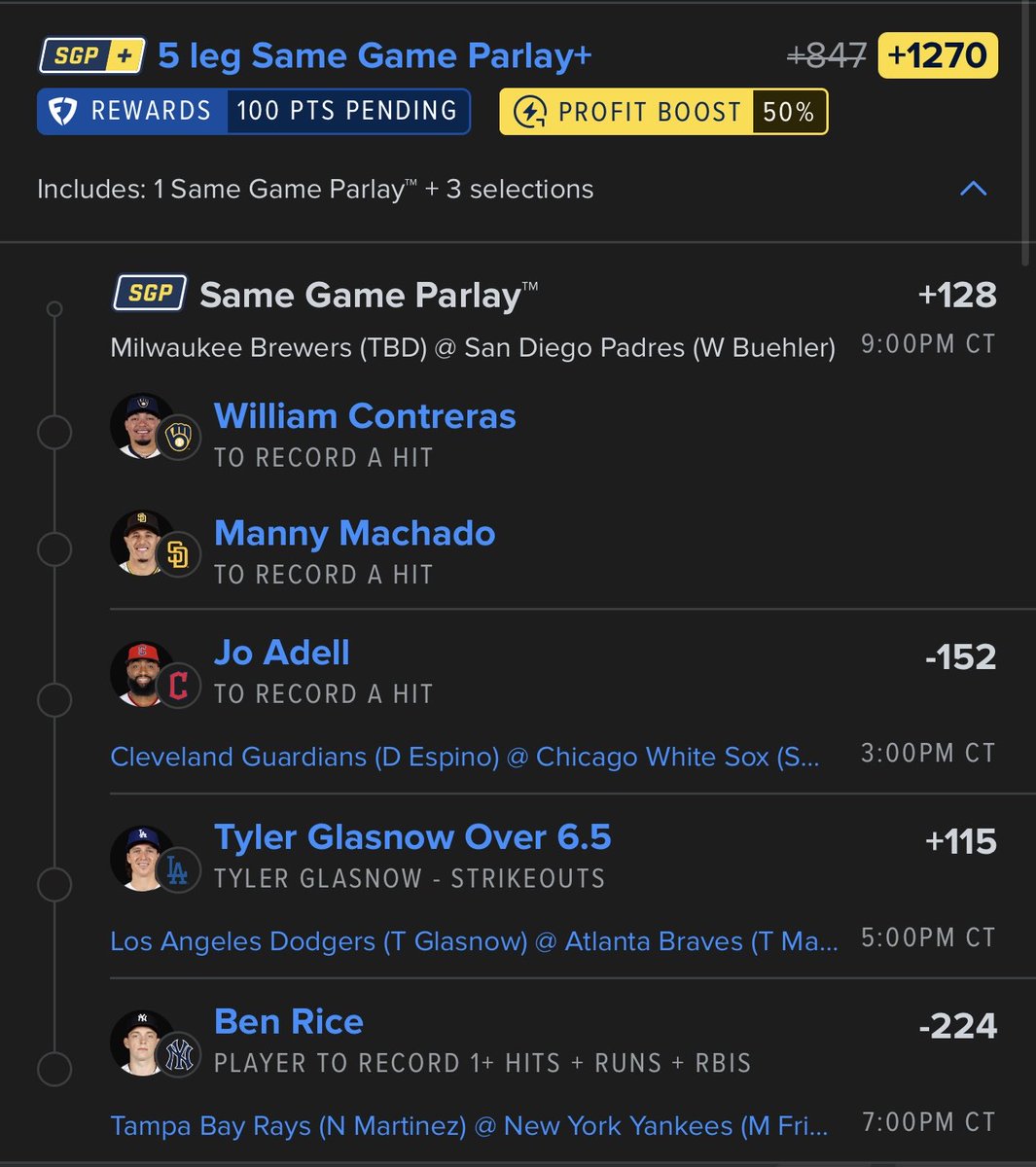 patsandhogs's tweet photo. POST🔥SEASON🔥BASEBALL🔥
Drop plays below! ⬇️
Contreas brought energy and hit the ball great last night. 
Manny machado. 
Jo Adell.
Tyler Glasnow.
Ben Rice 7-for-15 (.467), 4 HR, 8 RBI this post season. 

 #braves #dodgers #brewers #yankees #padres #whitesox #fanduel https://t.co/3TqGDWb3PJ
