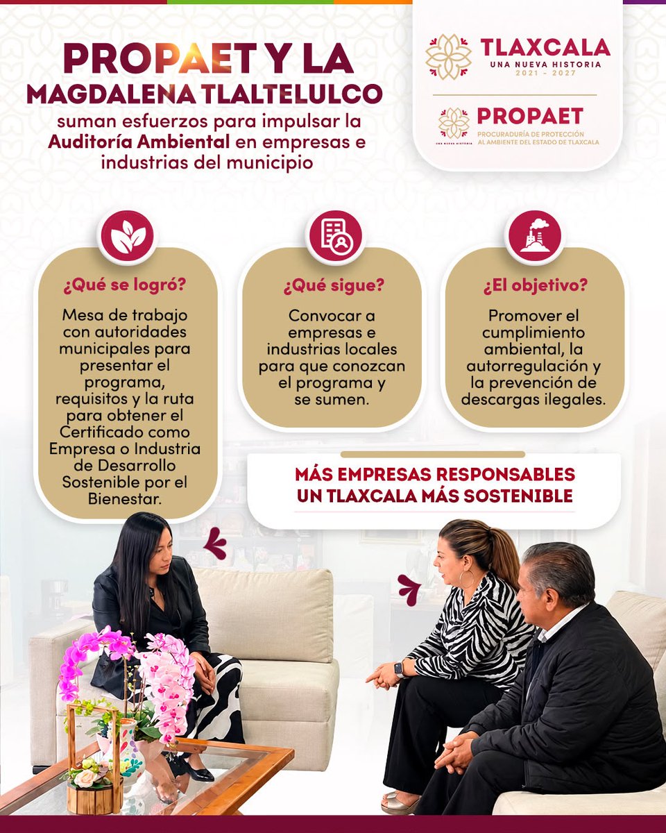 CEPC2025's tweet photo. ♻️ En equipo con el municipio de La Magdalena Tlaltelulco, en la PROPAET impulsamos la Auditoría Ambiental.

🌱 Buscamos que más empresas locales se certifiquen como Empresa de Desarrollo Sostenible por el Bienestar y juntos evitemos descargas ilegales. https://t.co/Xat1b2V51V