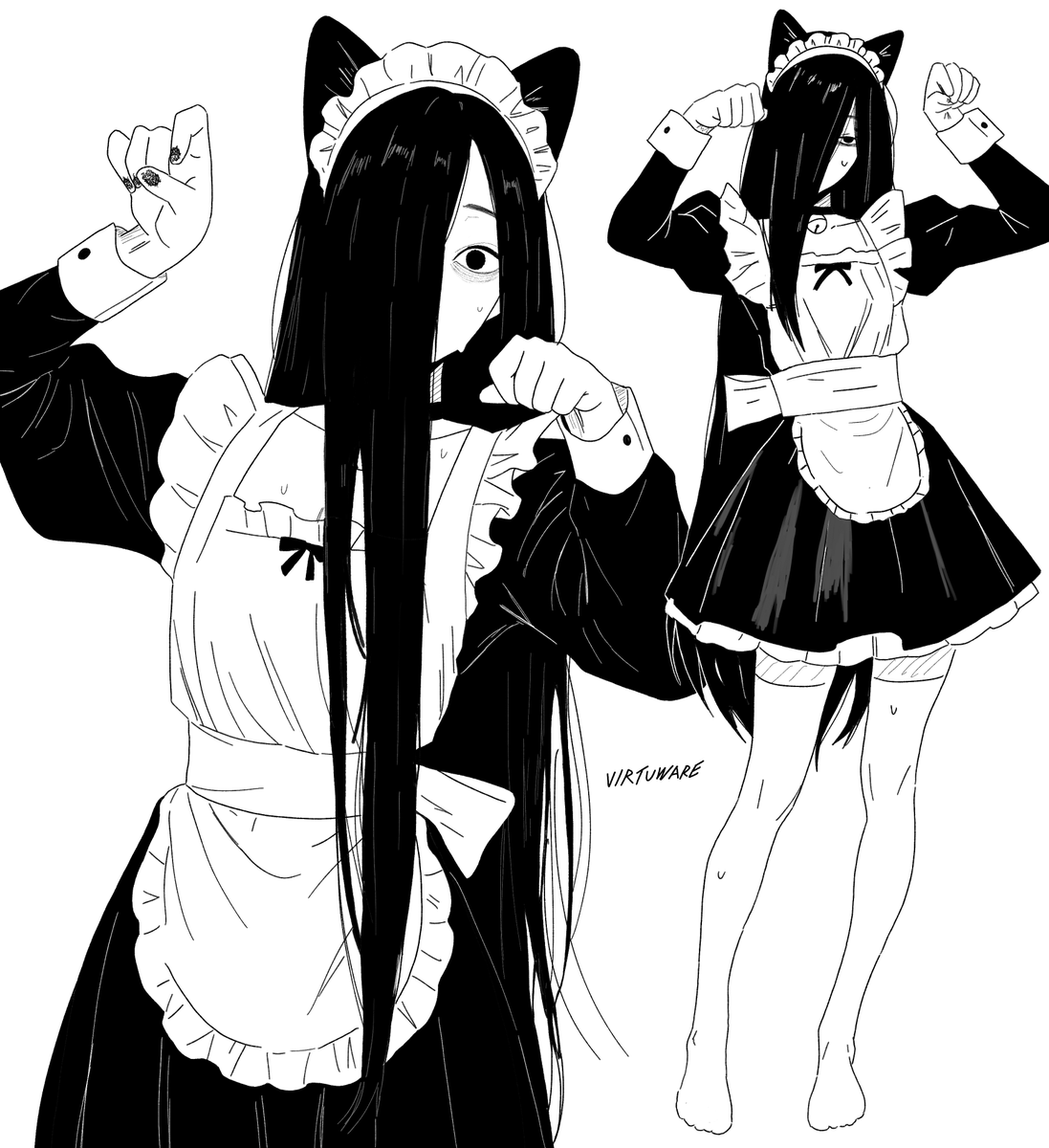 virtuware's tweet photo. Sadako the Cat Maid https://t.co/X5T5HVBDYn